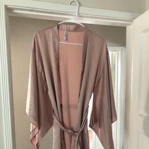 Pink silky robe